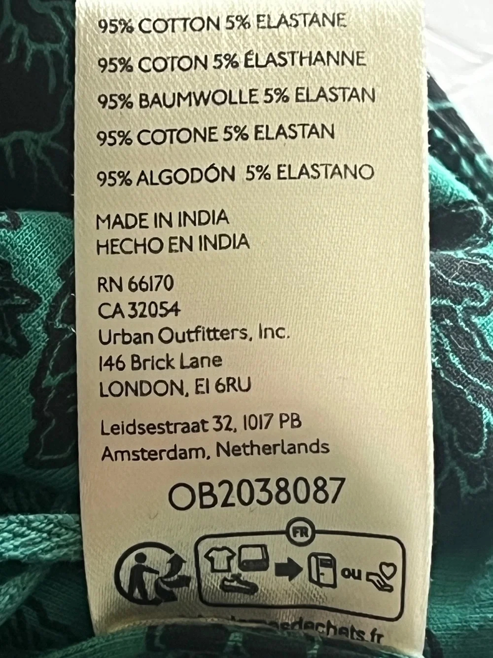 Free People Printed 2 Tone Tank in Green & Black Size S NWOT
